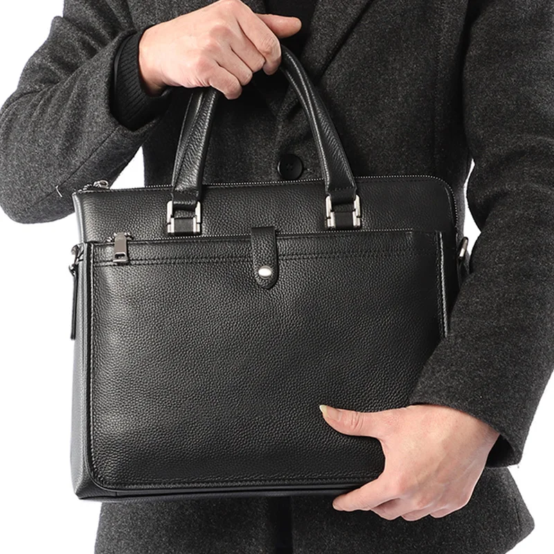 Men's Genuine Leather Handbags Men Large Business Travel Briefcases Male Cowhide Leather Shoulder Bag Boy Laptop Messenger Bags