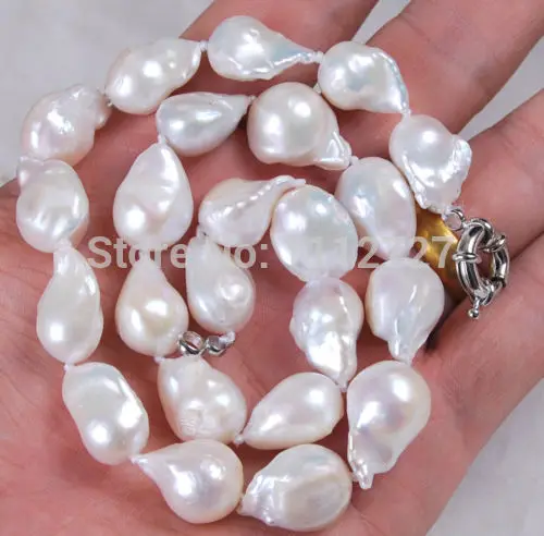 

Women Gift word Love Jewelry new charming Real 11-13mm Natural Genuine freshwater Baroque White Akoya Shell Pearl Necklace 18"