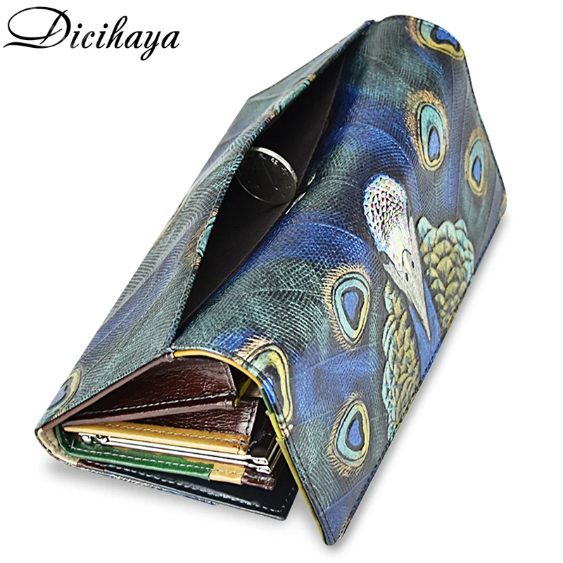DICIHAYA Роскошные Брендовые женские кошельки из натуральной кожи кошелек для монет известный бренд длинные женские кошельки из натуральной кожи женские кошельки