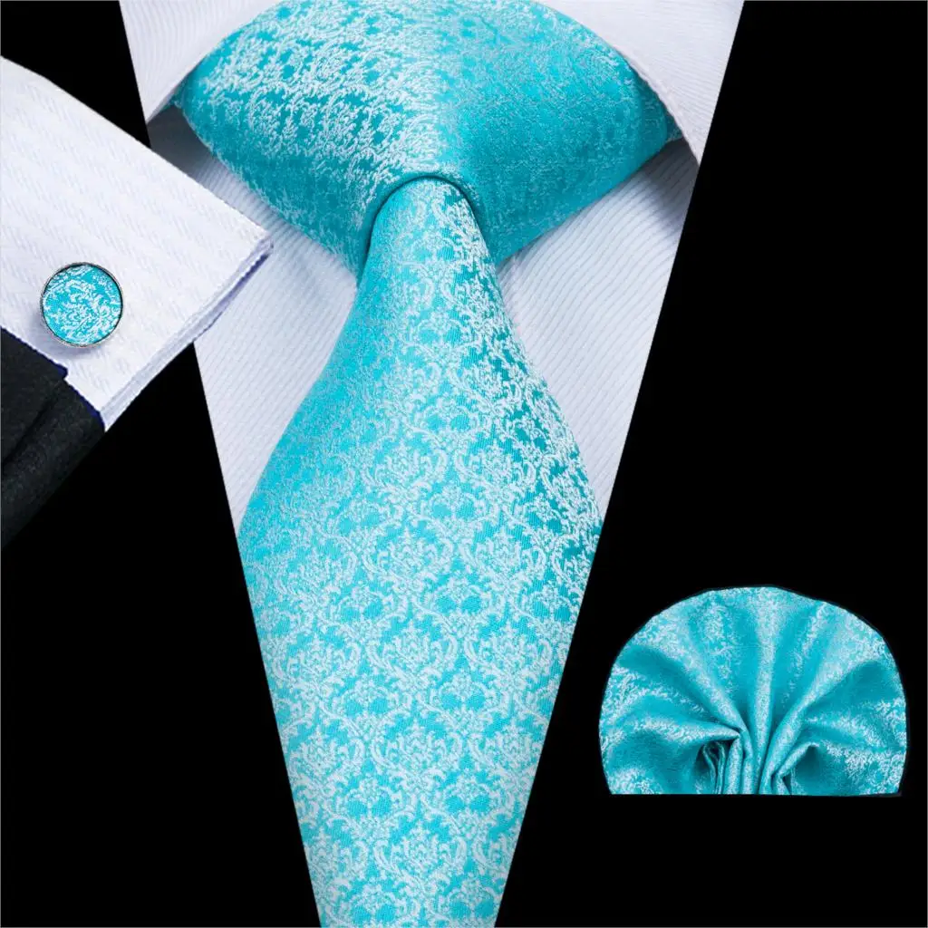 Hi-Tie Mens Necktie New Arrival Silk Hand Made Jacquard Woven Ties Hanky Cufflinks Set Gravatas For Wedding Party SN-3043