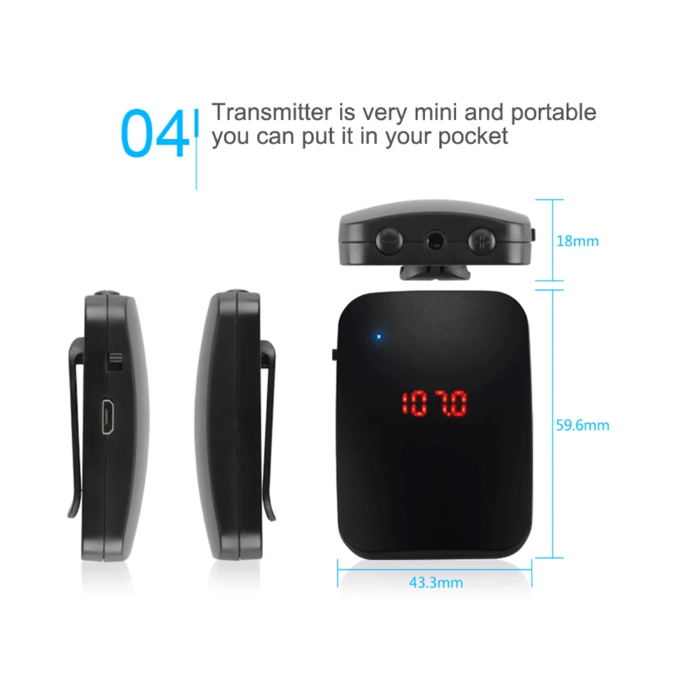 Беспроводной микрофон FM радио передатчик гарнитура воротник туристический гид