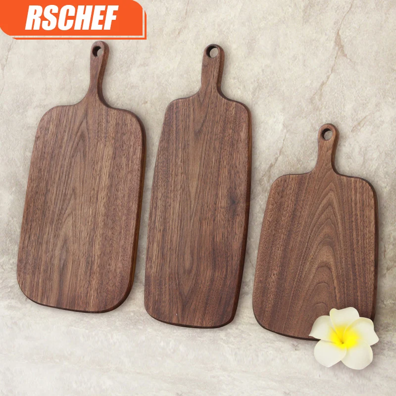 [ВИДЕО] 1pcRSCHEF черный орех Разделочные Блоки Кухня деревянная пищевая Тарелка деревянная пицца суши хлеб весь поднос разделочная доска без краски