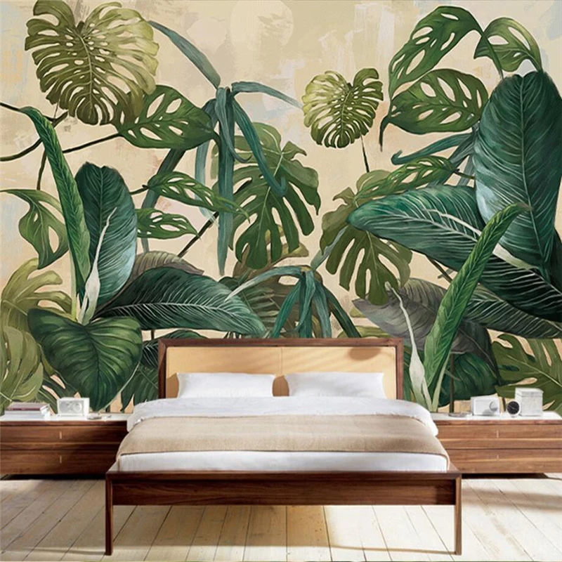 3d обои в стиле ретро тропический лес пальма банан лист фотообои декоративная