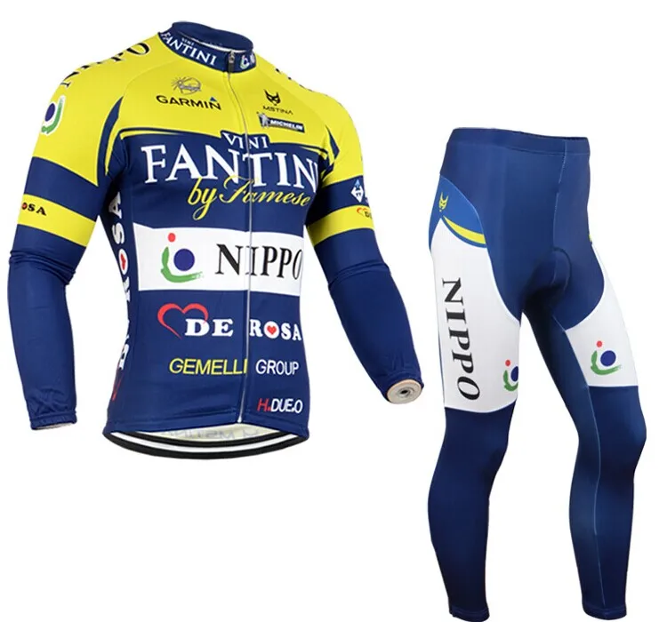 2015 команда Fantini синий руно термоциклировании джерси с длинным рукавом
