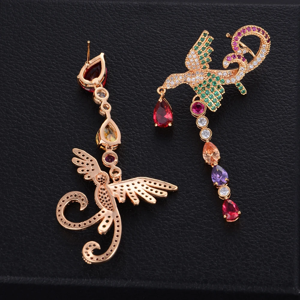 

Siscathy Charms Geometric Phoenix Bird Full Cubic Zirconia Inlay Setting Trendy Night Out Party Anniversary Earrings Accessories