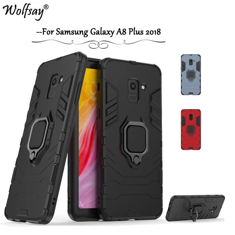 Чехол для samsung Galaxy A8 Plus магнитный металлический держатель кольца на палец чехол