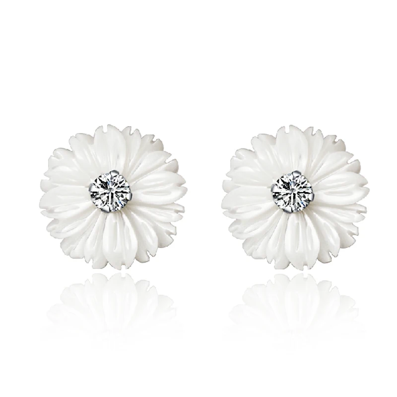 Женские серьги гвоздики из серебра 925 пробы с натуральным перламутром|mother of