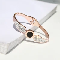 yun ruo 2018 new arrivals super luxury crystal bangle rose gold color women birthday gift titanium steel jewelry never fade