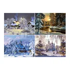 Картина из круглых страз с изображением дома на зиму, вышивка крестиком, замок 