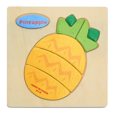 pineapple Распродажа, деревянные 3D головоломки, игрушки для детей, Мультяшные животные, транспортное средство, деревянные пазлы, интеллект для детей, Ранняя развивающая игрушка - Цвет: pineapple