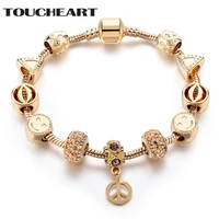 toucheart 2018 gold plating snake chain with smile charm crystal copper bracelet bangles charms luxury brand bracelets sbr170114