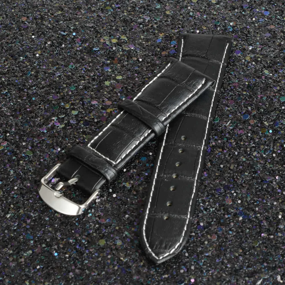 14 мм Прочный черный мягкий ремешок для часов из натуральной кожи белый | Наручные