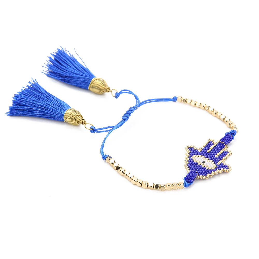 Go2boho Delica MIYUKI браслет Lucky Evil Eye Fatima ручная работа Pulsera Hamsa Женская бижутерия кисточка