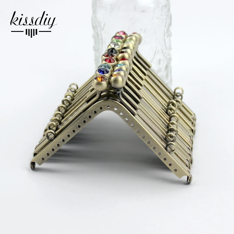 KISSDIY 10 шт микс 11 см винтажный античный бронзовый своими руками треугольный металлический кошелек рамка Монета Сумка кристалл горный хрусталь kissзастежка клатч кошелек