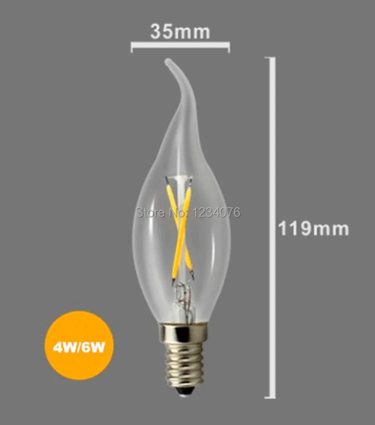 Лидер продаж светодиодный НКА светодиодная лампа накаливания 2 Вт 4 C35 переменный