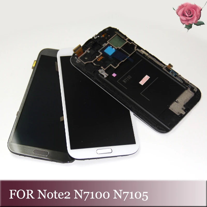 Для Samsung Galaxy Note 2 Note2 II N7100 N7105 ЖК дисплей дигитайзер сенсорный экран с рамкой