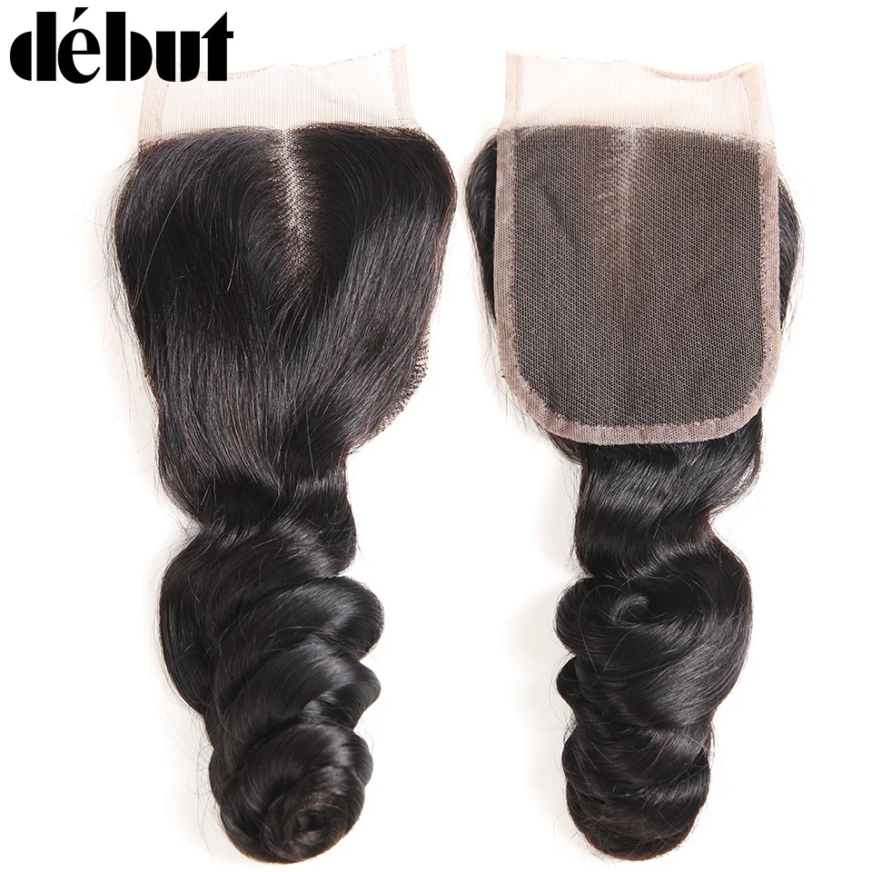Peruvian Loose Wave Bundles with Closure Middle Part 4 Pcs Human Hair With Non Remy 100g/pc | Шиньоны и парики