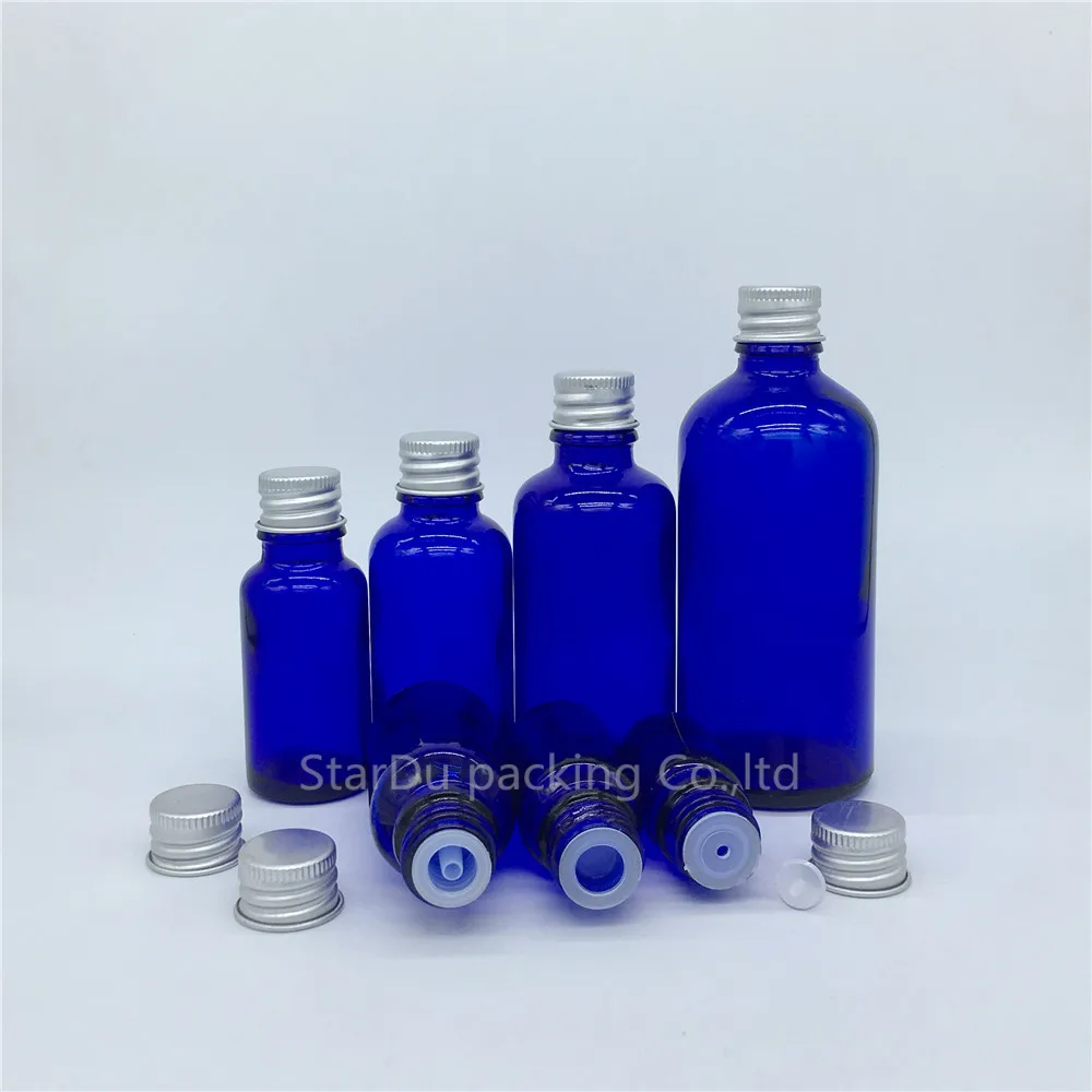 5ml 10ml 15ml 20ml 30ML 50ml 100ml Blue Glass Bottle Essential Oil With Aluminum Cover Perfume Bottles | Красота и здоровье