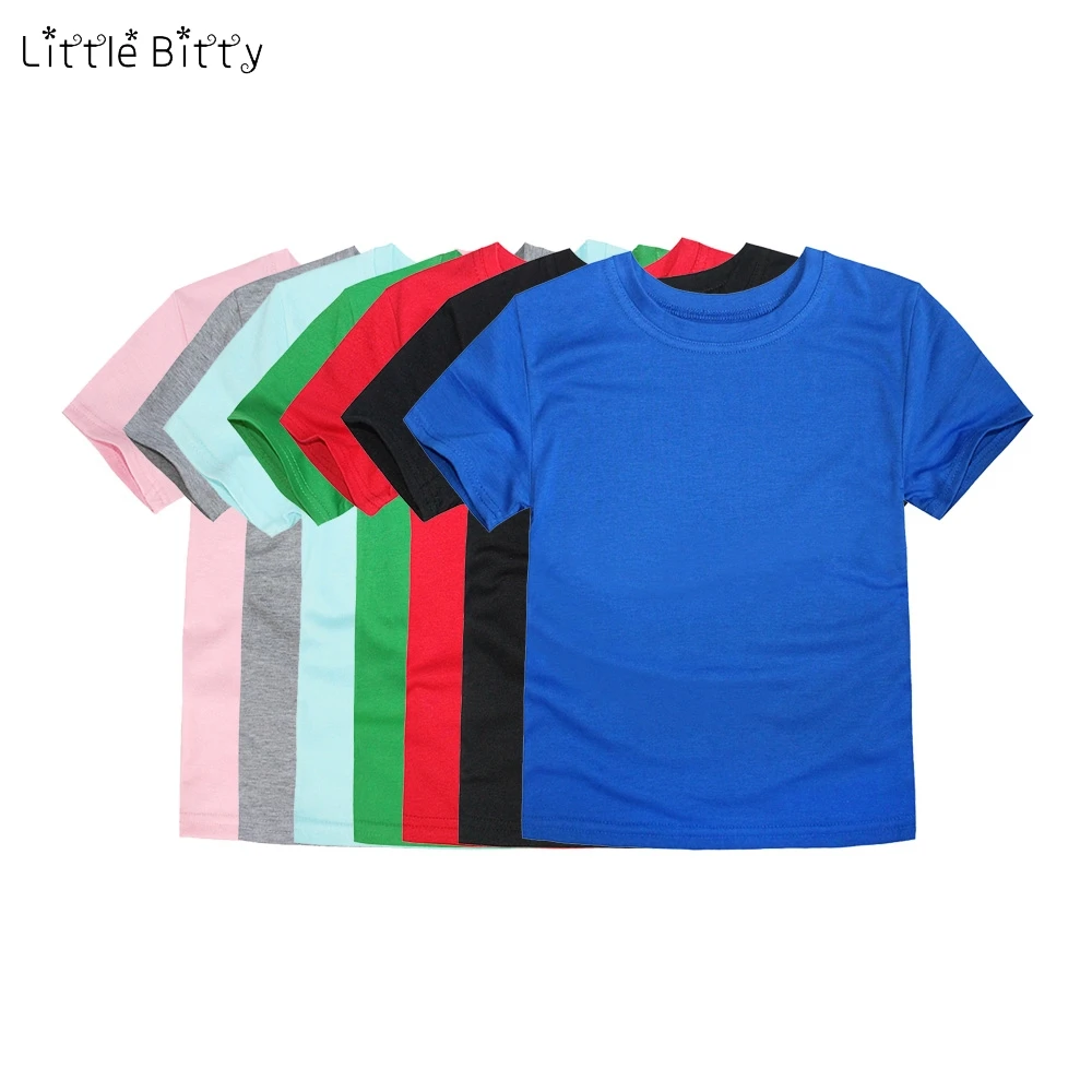 Little Bitty/ г. Летняя Однотонная футболка для детей; детская одежда с короткими рукавами; футболки для маленьких девочек; Детские футболки; однотонные