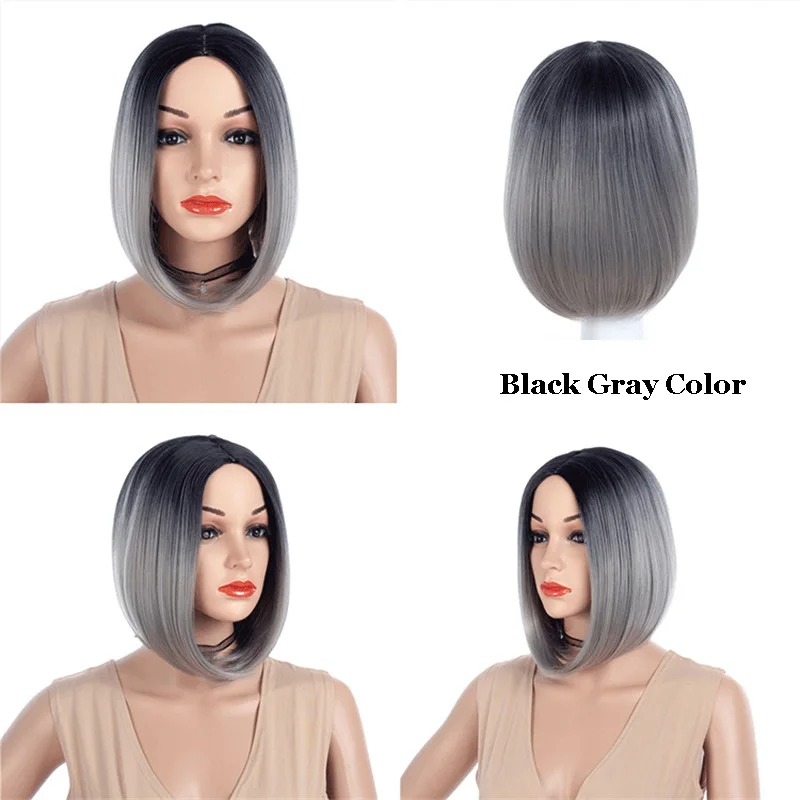 MSI Wigs два тона блонд Омбре парик натуральный афро короткие прямые волосы синтетические парики для женщин термостойкие