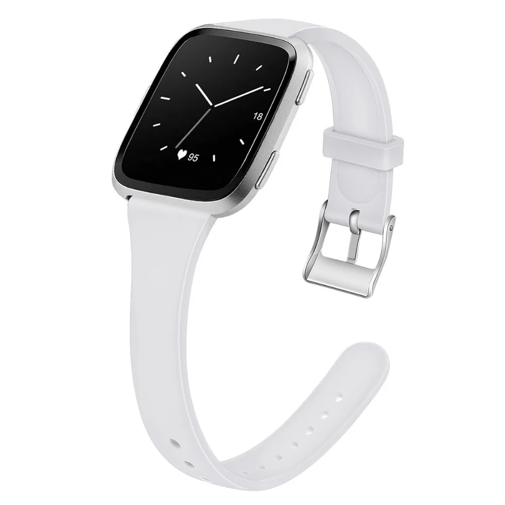 Duszake Браслет для Fitbit Versa/Versa Lite Starp мягкий силиконовый тонкий узкий сменный мужской Т-образный ремешок для Fitbit Versa для женщин и мужчин - Цвет: White