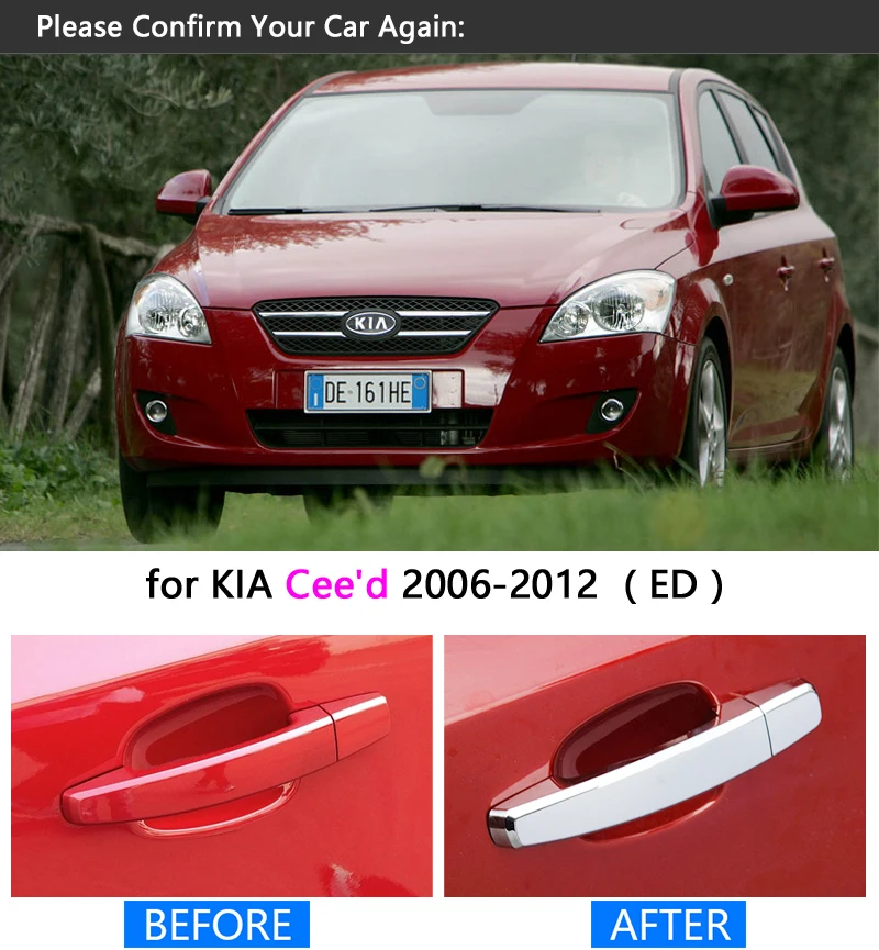 Комплект хромированной обшивки ручки для KIA Ceed 2006 2012 ED Cee d 'd 2007 2008 2009 2010 2011