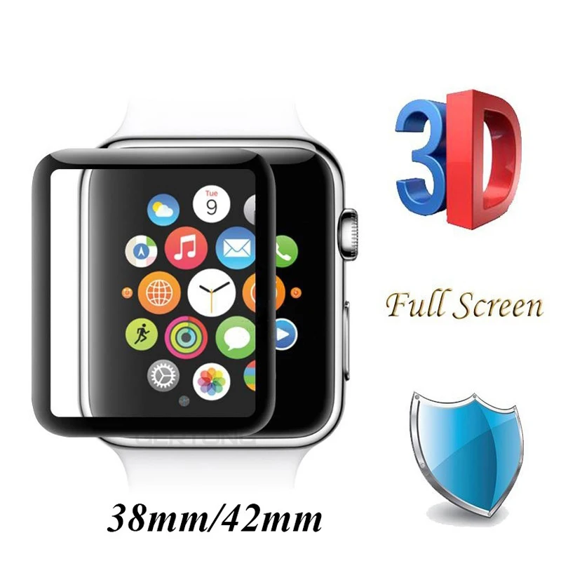 3D изогнутое полное покрытие закаленное стекло для Apple Watch 3 2 1 4 38 мм 42 40 44 серия