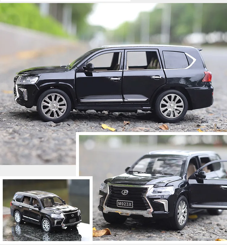 Горячая распродажа! 1:24 колеса toyota lexus LX570, роскошный внедорожник, металлическая модель, оттягивающие назад литые игрушки из сплава, автомобильный светильник со звуком