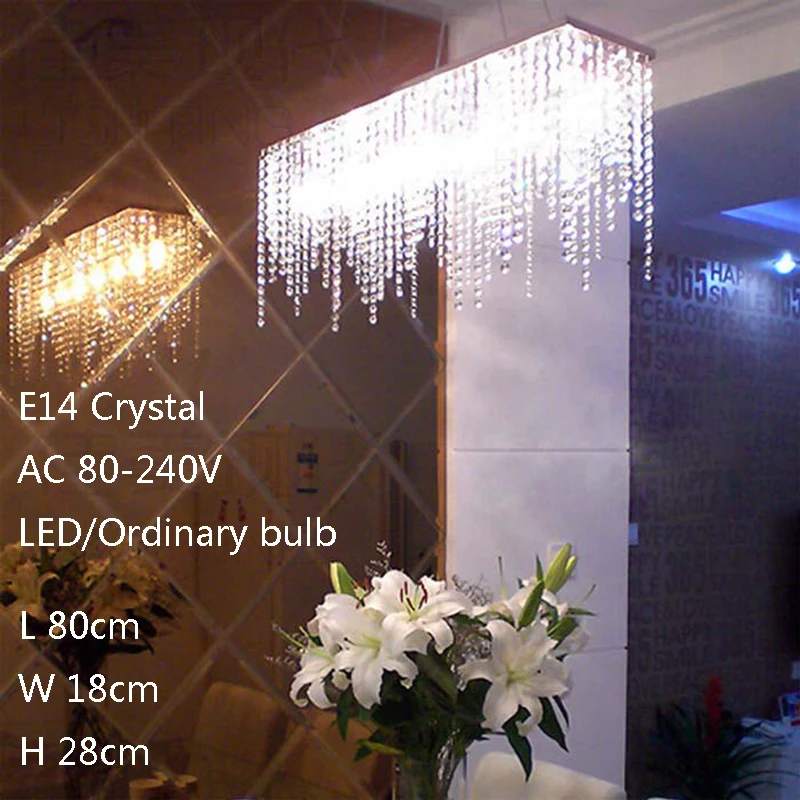 Современные прямоугольные Хрустальные подвесные светильники новинка