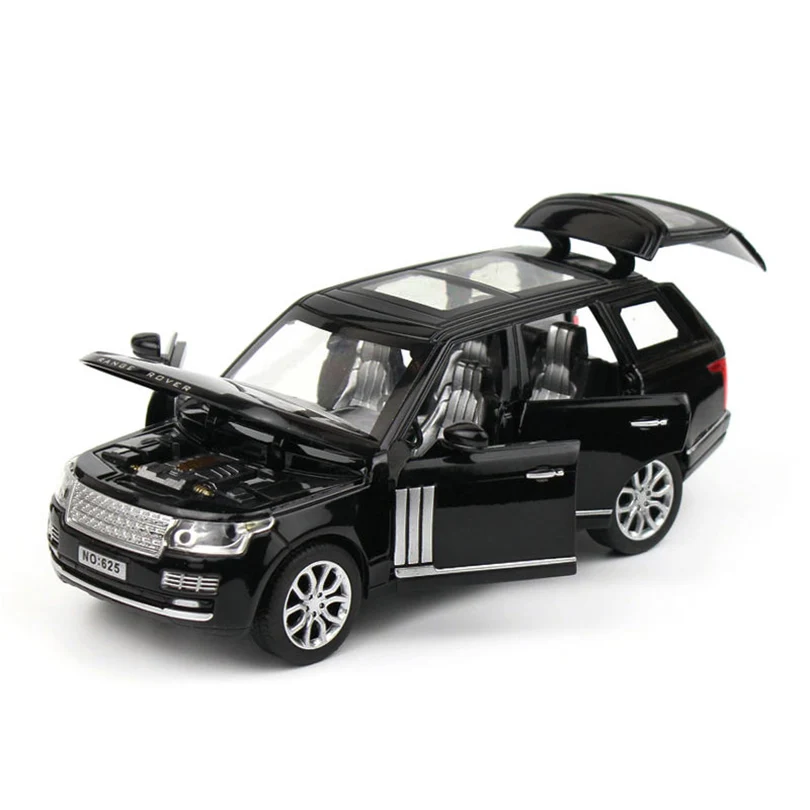 Черный 1:32 Range Rover SUV Игрушечная модель автомобиля из сплава, детские игрушки, коллекция подарков, внедорожник для детей, 6 открытых дверей - Цвет: Черный