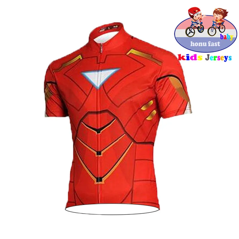 Short sleeve Детская Велосипедная форма Супермен Человек-паук велосипедов футболка с коротким рукавом, с короткими рукавами, комплекты детский MTB дорожный велосипед Костюмы - Цвет: Short sleeve