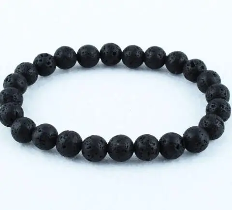 Эластичный браслет из черной лавы 8 мм|Браслеты с шармами| |