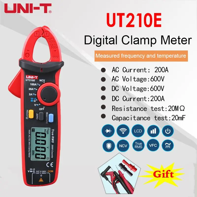 UT210E UNI-T мини Цифровые токоизмерительные клещи UT210A UT210B UT210C UT210D UT210E true rms Автоматический диапазон AC DC Удержание данных мультитестер - Цвет: UT210E