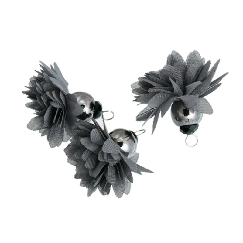 Doreen коробка из полиэстера кисточки подвески цветок Gunmetal красочные граненые DIY