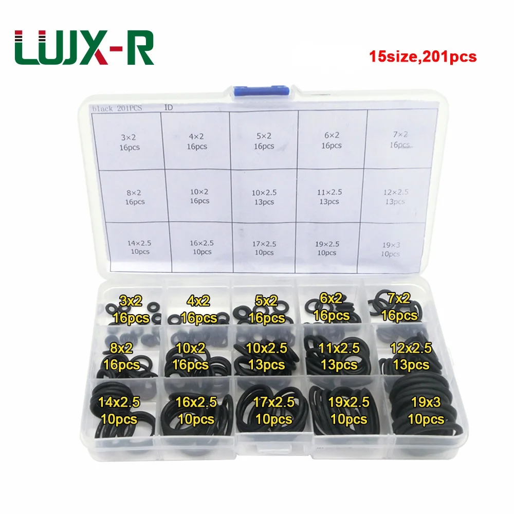 LUJX-R прокладки Черный нитрил Резина Оринг Печать комплект 201 шт. набор