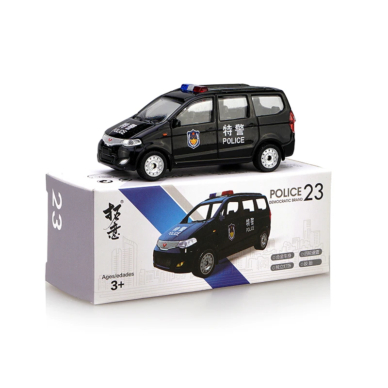 Моделирование 1: 64 Jetta Elan Wuling Hongguang Gold Cup, городское управление, Полицейская машина 01-24 модель автомобиля из сплава