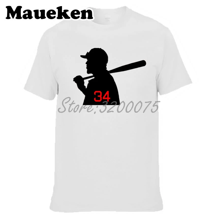 Мужская футболка с круглым вырезом Boston 34 David Ortiz Silhouette красного цвета подарок