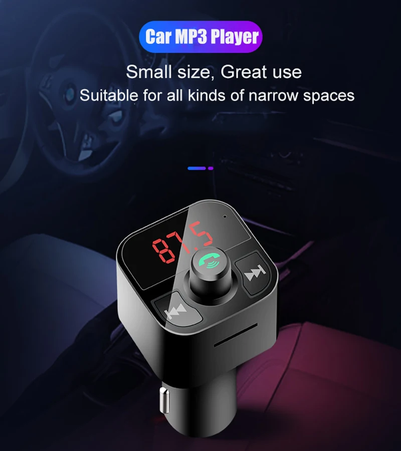 JINSERTA Автомобильный Bluetooth MP3 плеер FM передатчик Hands Free комплект беспроводной Bluetooth аудио адаптер TF Музыка двойной USB зарядное устройство