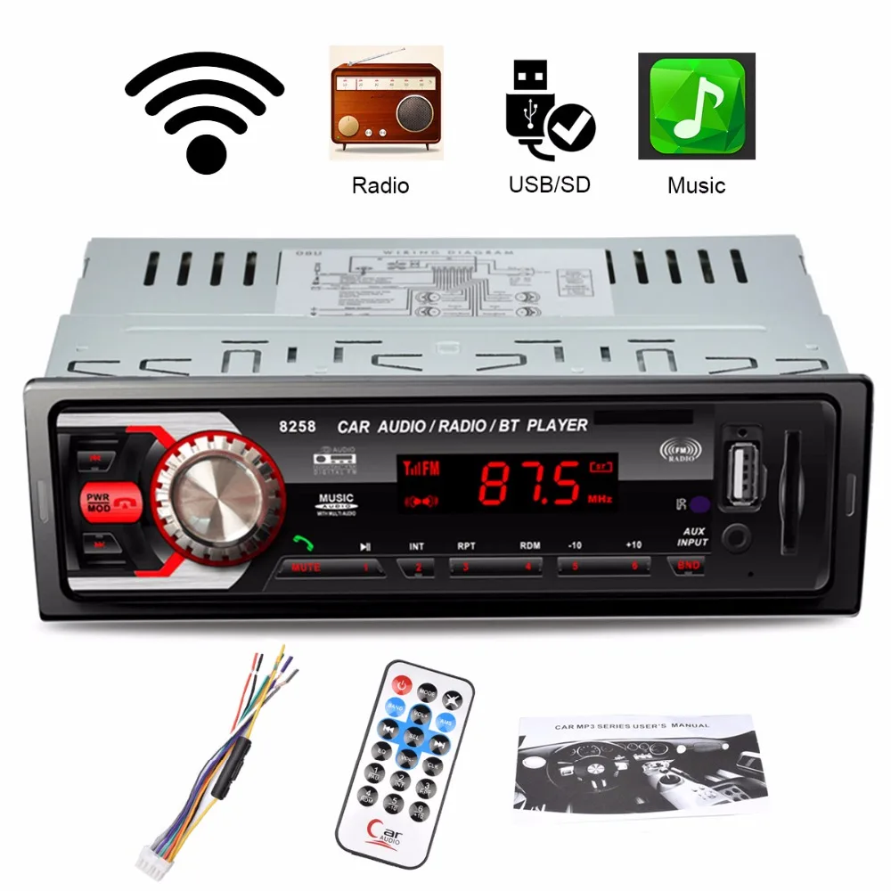 AZGIANT 12V 1DIN автомобильный Радио плеер Bluetooth медиаприемник MP3 FM радио USB SD MMC порт AUX в