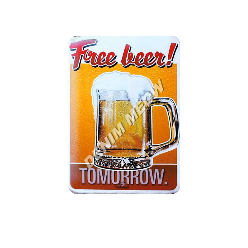 Ледяное Пиво винтажные металлические жестяные знаки Cheers Free Beer потертая шикарная табличка для бара паба украшение казино картина художественные плакаты WY52 - Цвет: 1