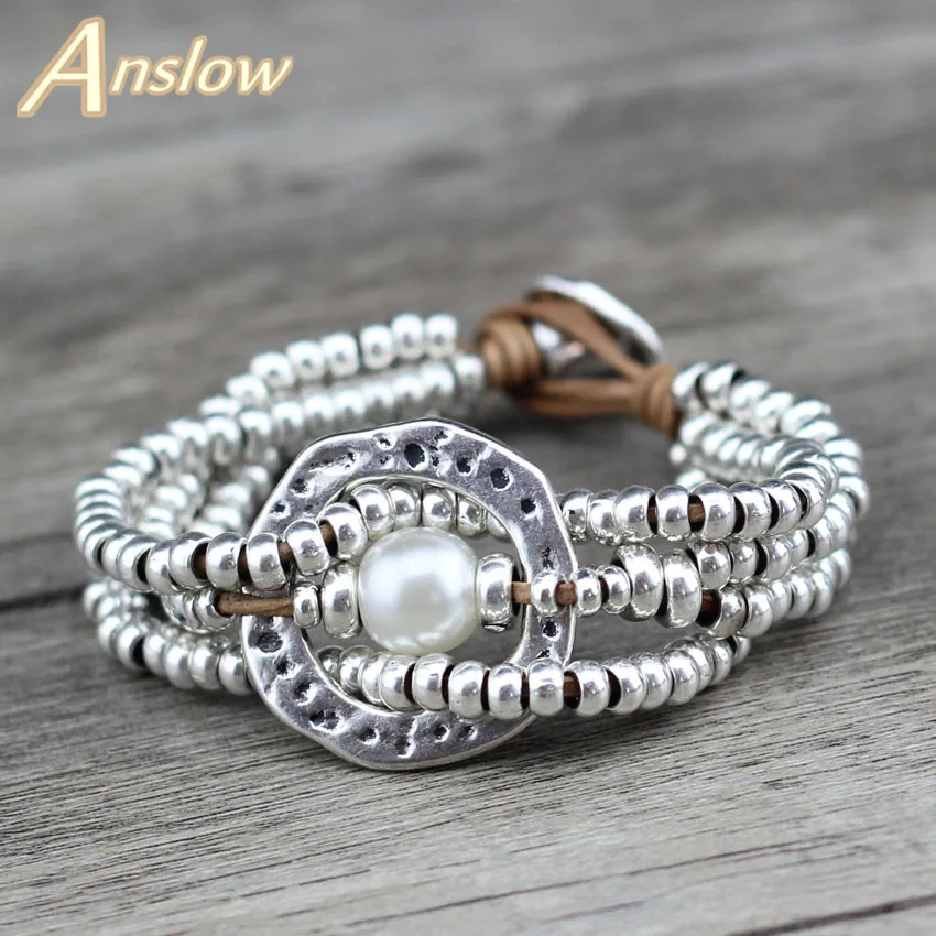

Anslow Fashion Jewelry New Round With Round Sea Shell Multilayer Beaded Bracelet Mother's Christmas Day Gift LOW0653LB