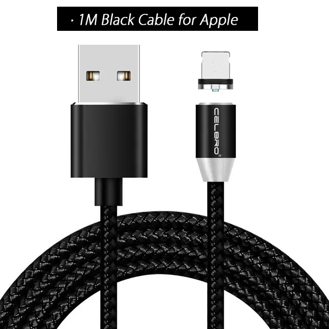 1M Black for Apple Магнитный Micro usb type C зарядный кабель Microusb для huawei Honor 20 Note 10 9 Nokia 8 Google Pixel 3 2 3XL кабель Usb C 2 метра - Цвет: 1M Black for Apple
