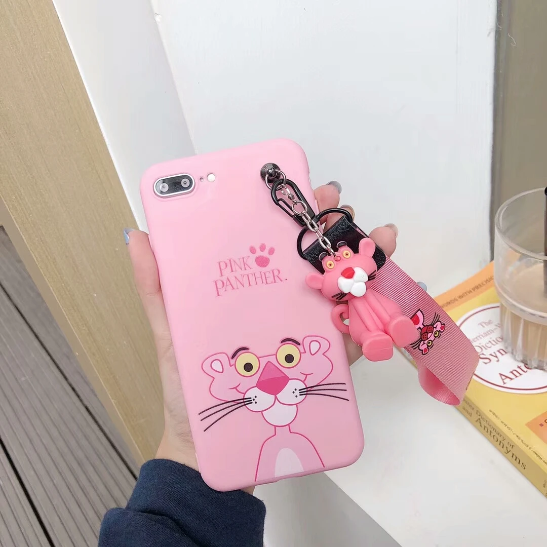 Чехлы для телефонов iPhone 7 Plus 6 6s 8 X милые розовые Пантеры Мультяшные Мягкие