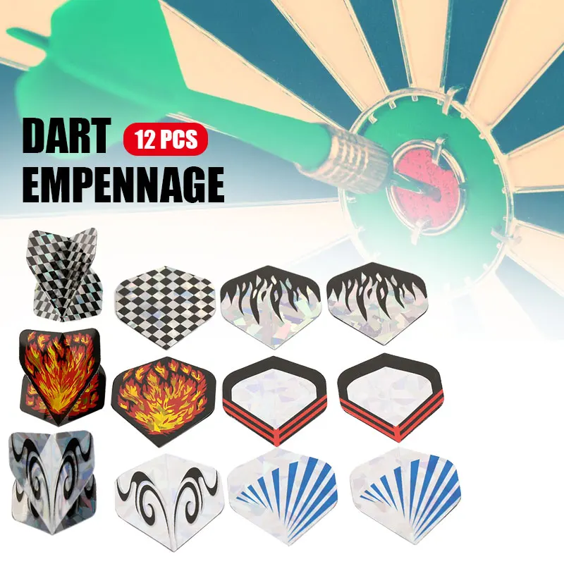 12pcs/Set Darts Tail PET Cool Standard Dart Flights Nice Flight Outdoor Wing Mixed Pattern dart empennage | Спорт и развлечения