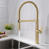 kitchen sink faucets brass pull down spray nozzle mixer tap single handle hot cold rotating brushed goldblack water crane tap