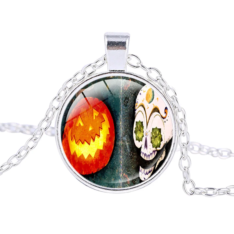 Ожерелье на Хэллоуин тыквенная голова трюк или лечение детская игра серебряное