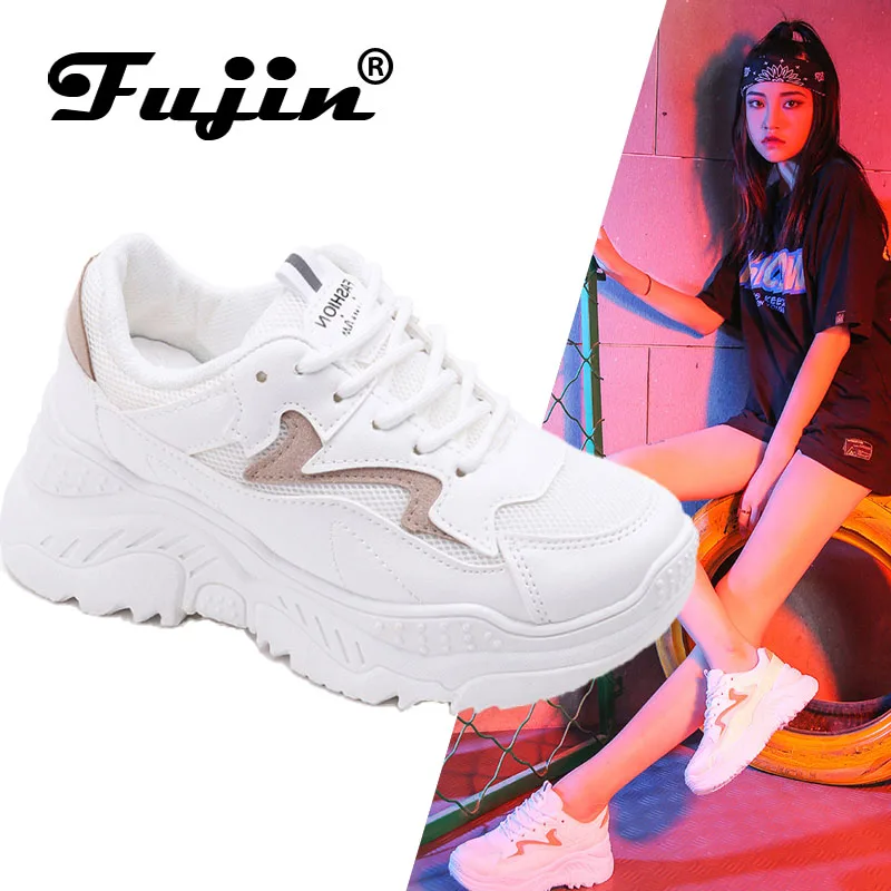 Fujin Sneakers Women Shoes Autumn Shoes Women Fashion Retro Shoes Ladies Footwear Breathable Mesh Sneakers Platform