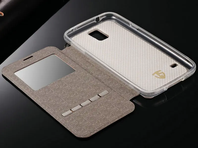 Кожаный чехол-книжка TANZ с окошком для обзора samsung Galaxy S5 S4 G530 со скользящей