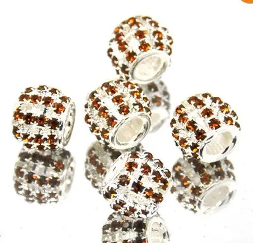 10pcs/lot New Charms Sparkling Crystal Beads Europe of high quality beads Fit European bracelets And Diy Bead 925 Silver #G7 | Украшения и
