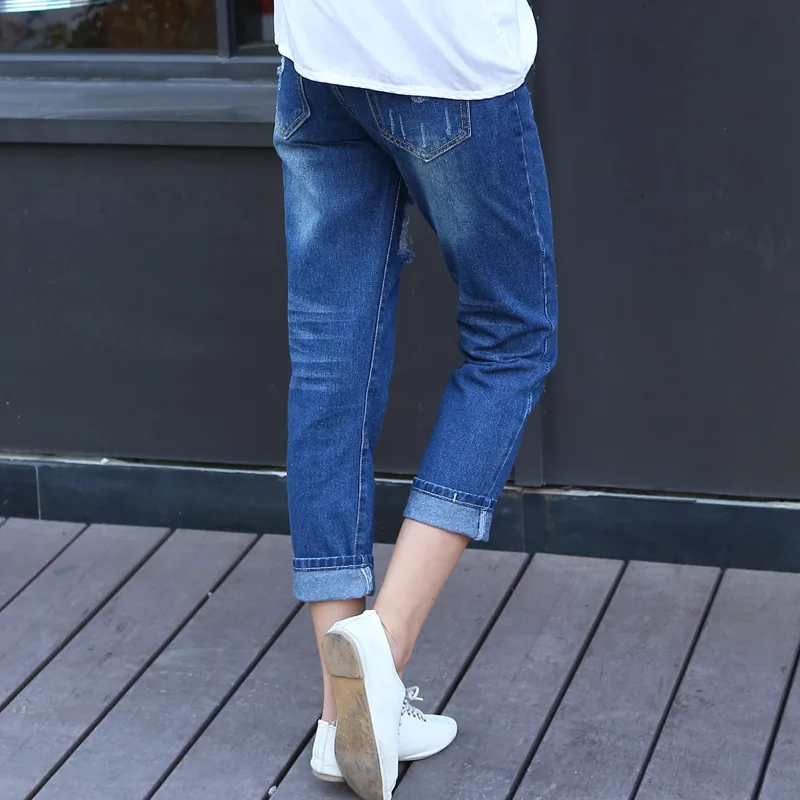 Новое поступление 2017 года новый девять отверстие Джинсы для женщин женские